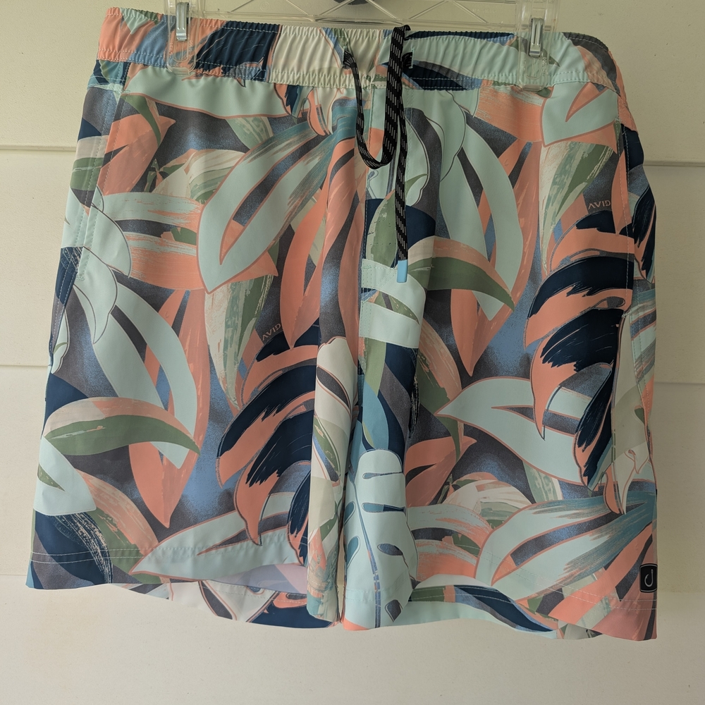Avid Men's Colorful Leaf Print Swim Shorts Size XL